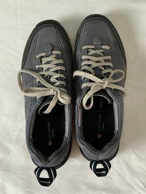 Clarks Unstructured Wavewalk Gray Leather Rocker Walking Shoes Womens 8M